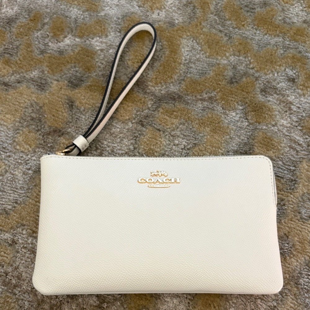 Coach white Wristlet with Gold Accents